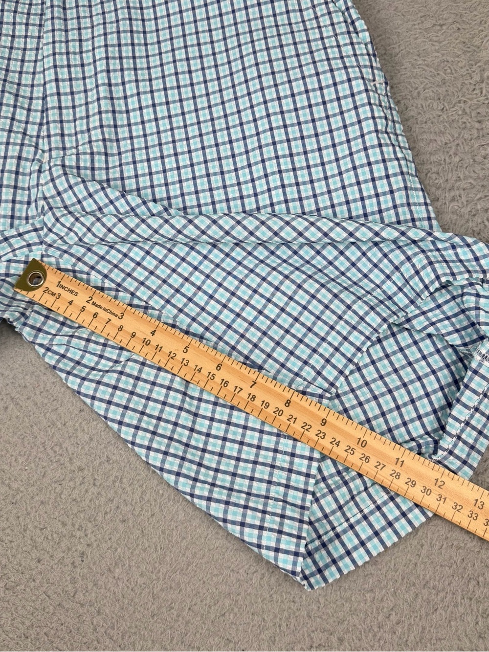 Peter Millar Crown Sport Short Mens 34 Blue Plaid Performance Seersucker Golf - Picture 7 of 11